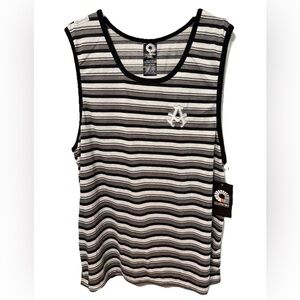Akademiks Men's Sleeveless Tank Top Striped Black White Grey Size 3XL With Tag